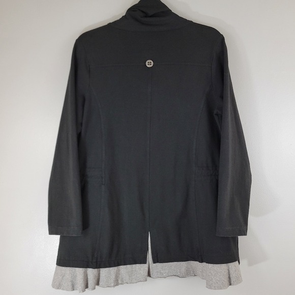 NEON BUDDHA black cotton cowl neck zip front cinchable sweatshirt jacket - Picture 8 of 8